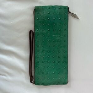 HOBO Emerald Green Wristlet with Diamond Texture